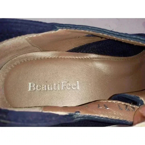 BeautiFeel Sandals Womens 37 Blue Beige Fisherman Lace Up Closed Toe - Picture 8 of 10